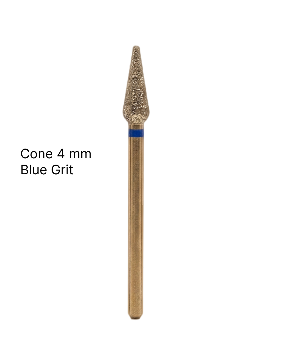 Velvet Hands Diamond Bit "Cone" 4 mm Titanium Nitride Coated, Blue Grit