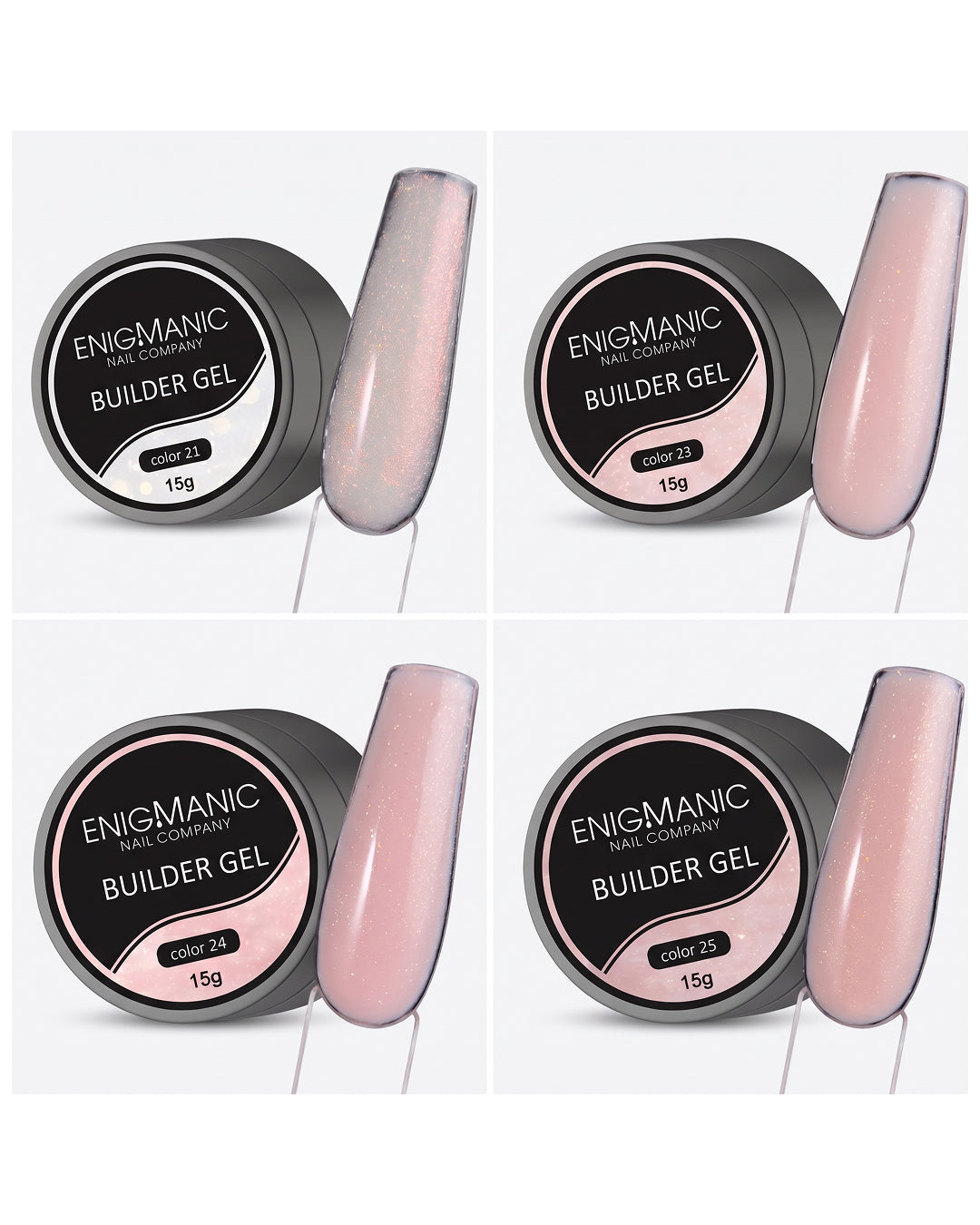 EnigManic Shimmer Builder gel  - Set of 4, 15ml