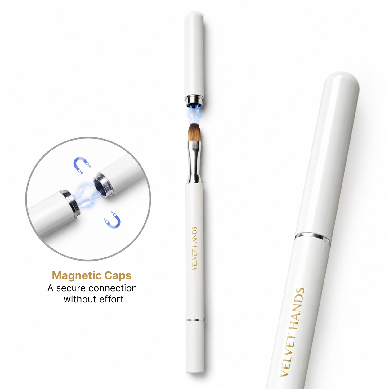Velvet Hands Dual End Brush - 10mm & 15mm Magnetic Lids