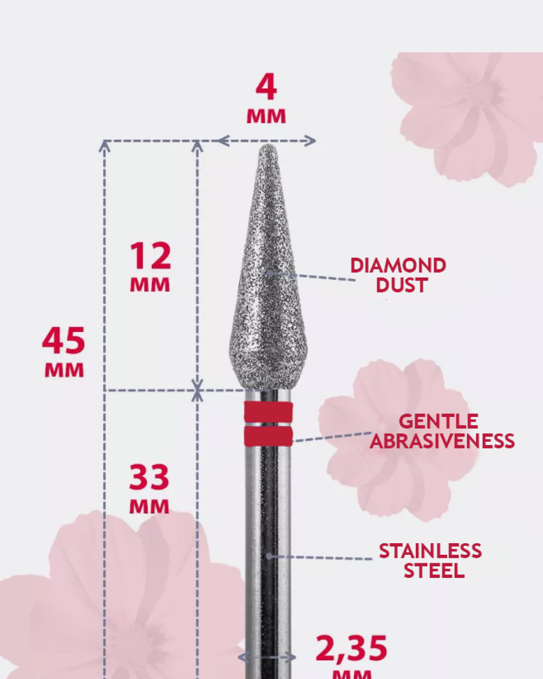 Diamond Bit "Cone" 4 mm вЂ“ Red Grit