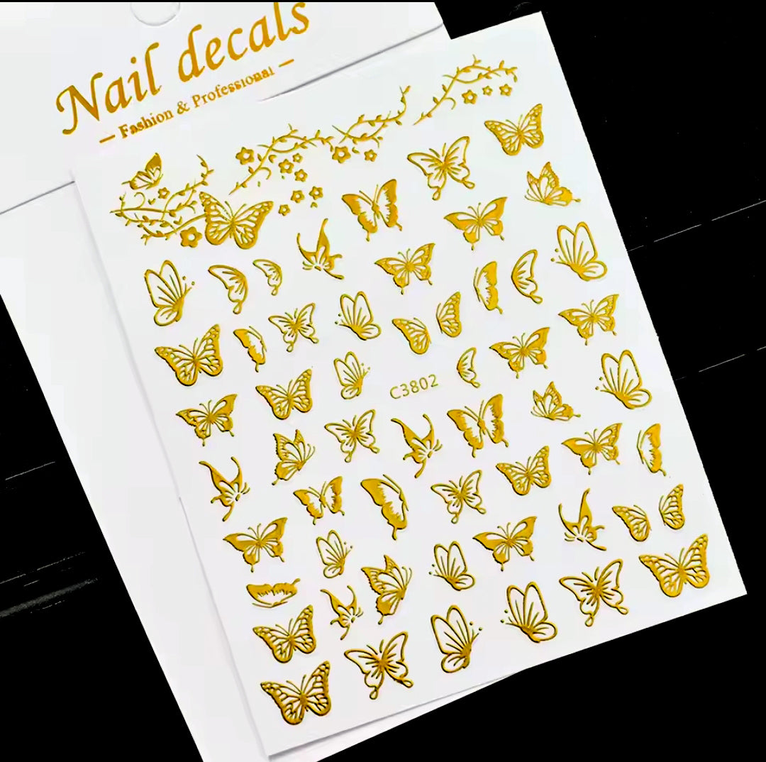 Gold Butterfly Nail Sticker