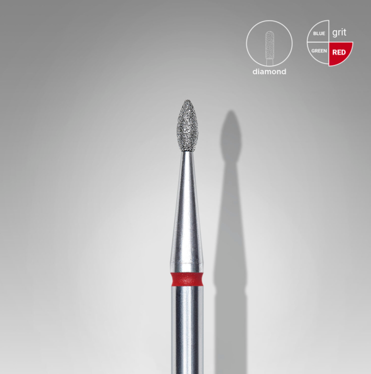 Diamond nail drill bit drop red head EXPERT diameter 1,6 mm / working part 4 mm Staleks