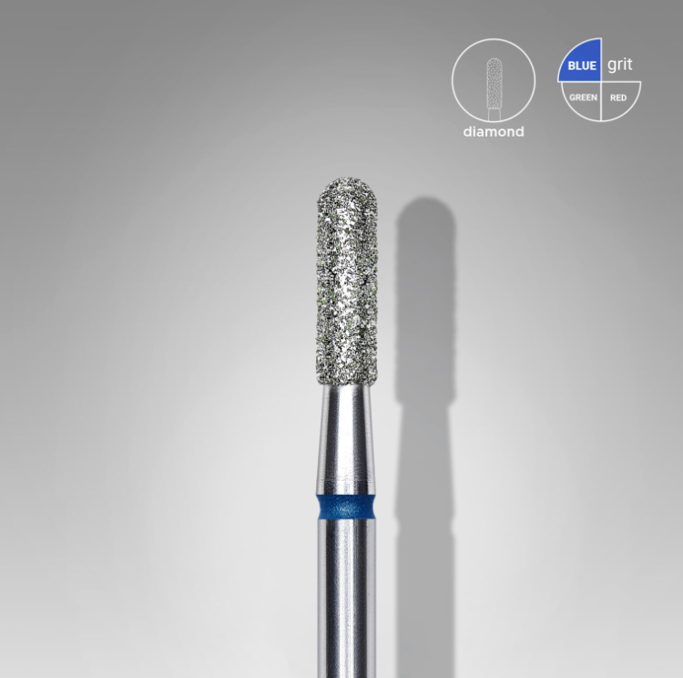 Diamond nail drill bit rounded cylinder blue head EXPERT diameter 2,3 mm / working part 8 mm Staleks