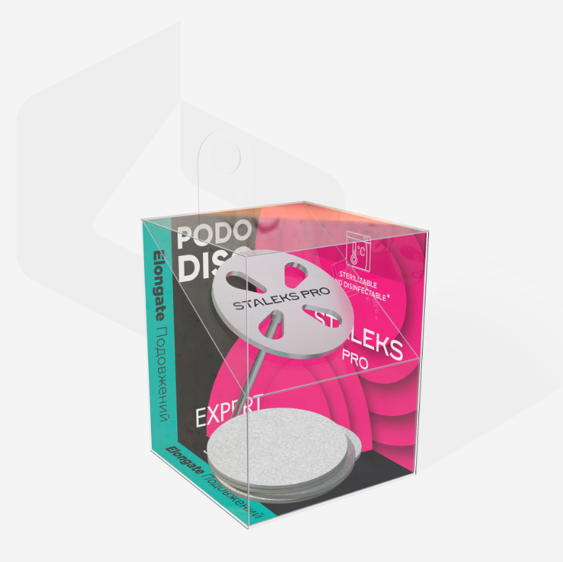 Elongated pedicure disc PODODISC L EXPERT and set of disposable file 180 grit 5 pc (10 mm)