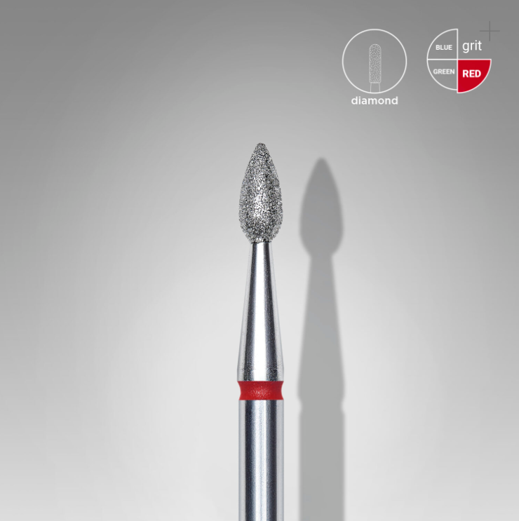 Diamond nail drill bit drop red head EXPERT diameter 2,3 mm / working part 5 mm Staleks