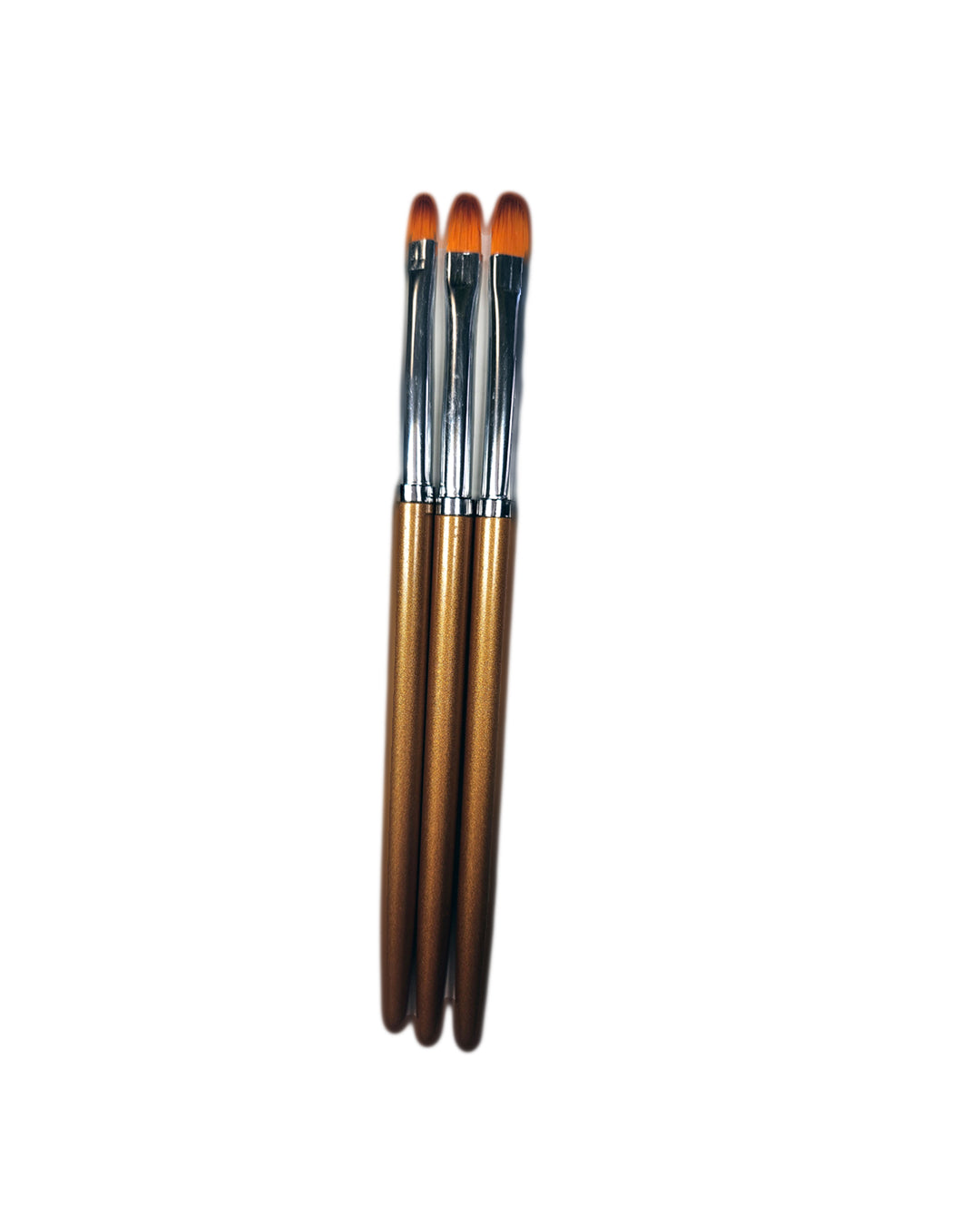 Set of 3 Round Nail Sculpting Brushes with Gold Handles