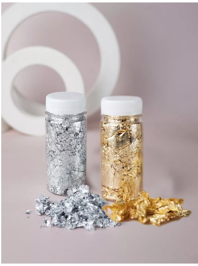 Gold and Silver Nail Art Foil in Jar