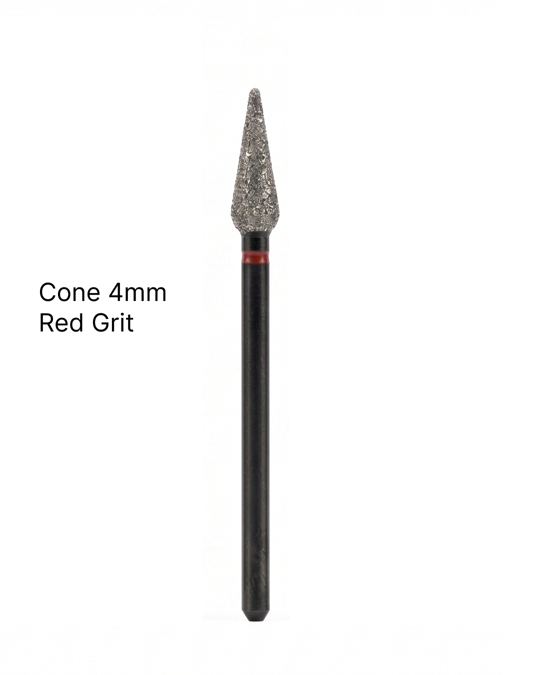 Velvet Hands Diamond Bit "Cone" 4 mm Black Diamond Coated, Red Grit